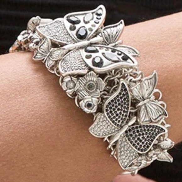 WHBM * 3D Butterfly & Silvertone Statement Bracelet UNIQUE! - Picture 2 of 7